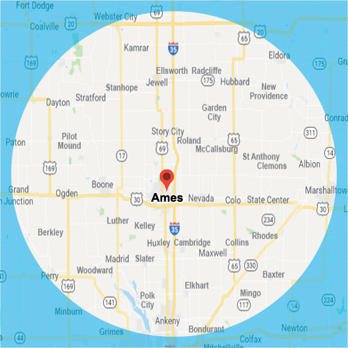 map of Ames service area